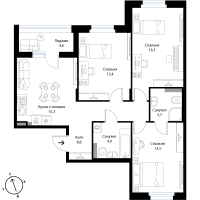 4 ккв (Евро) № 60 Корп.: 2 , Секция 4  в ЖК Экография