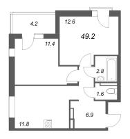2 ккв № 22 Корп.: 6 , Секция 1  в ЖК Экография