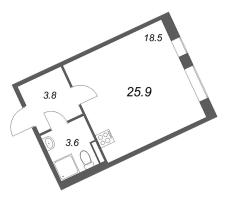 Студия № 42 Корп.: 7 , Секция 2  в ЖК Экография