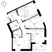 3 ккв № 113 Корп.: 2 , Секция 7  в ЖК Экография