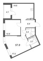 2 ккв № 40 Корп.: 3 , Секция 2  в ЖК Экография
