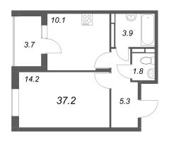 1 ккв № 34 Корп.: 2 , Секция 2  в ЖК Экография