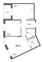 2 ккв № 33 Корп.: 1 , Секция 2  в ЖК Экография