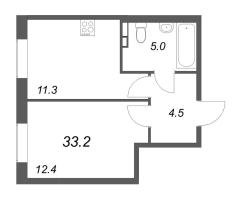 1 ккв № 43 Корп.: 2 , Секция 3  в ЖК Экография