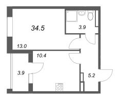 1 ккв № 57 Корп.: 6 , Секция 2  в ЖК Экография