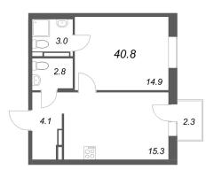 2 ккв (Евро) № 104 Корп.: 2 , Секция 6  в ЖК Экография