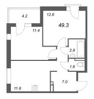 2 ккв № 12 Корп.: 6 , Секция 1  в ЖК Экография