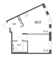 2 ккв (Евро) № 17 Корп.: 1 , Секция 1  в ЖК Экография