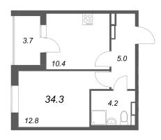1 ккв № 100 Корп.: 1 , Секция 6  в ЖК Экография