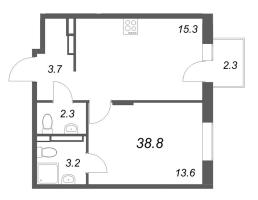 2 ккв (Евро) № 98 Корп.: 1 , Секция 6  в ЖК Экография