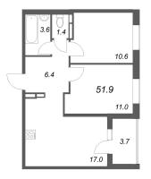 3 ккв (Евро) № 82 Корп.: 2 , Секция 5  в ЖК Экография