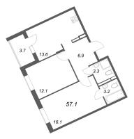 2 ккв № 39 Корп.: 3 , Секция 2  в ЖК Экография