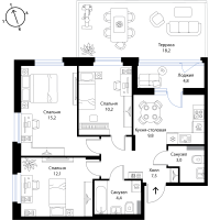 3 ккв № 44 Корп.: 2 , Секция 3  в ЖК Экография
