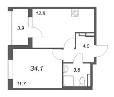1 ккв № 43 Корп.: 6 , Секция 2  в ЖК Экография