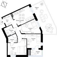 3 ккв № 106 Корп.: 1 , Секция 7  в ЖК Экография