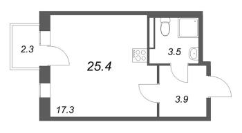 Студия № 14 Корп.: 7 , Секция 1  в ЖК Экография