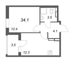 1 ккв № 84 Корп.: 1 , Секция 5  в ЖК Экография