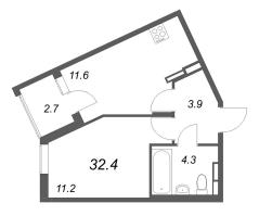 1 ккв № 14 Корп.: 2 , Секция 1  в ЖК Экография