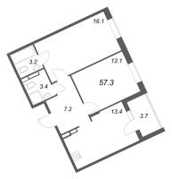 2 ккв № 9 Корп.: 2 , Секция 1  в ЖК Экография