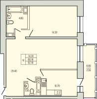2 ккв № 210 Корп.: 1 , Секция 2  в ЖК Экос
