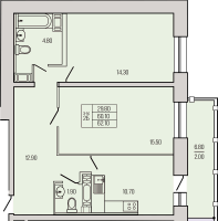 2 ккв № 218 Корп.: 1 , Секция 2  в ЖК Экос