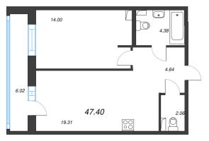 2 ккв (Евро) № 35 Корп.: 21 , Секция 1  в ЖК Энфилд