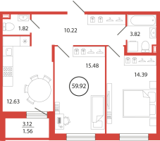 2 ккв № 49 Корп.: 18 , Секция 2  в ЖК Энфилд