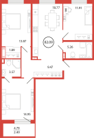 4 ккв (Евро) № 301 Корп.: 18 , Секция 6  в ЖК Энфилд