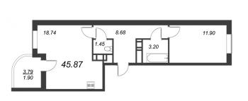 2 ккв (Евро) № 220 Корп.: 25 , Секция 5  в ЖК Энфилд