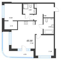 3 ккв (Евро) № 6 Корп.: 21 , Секция 1  в ЖК Энфилд