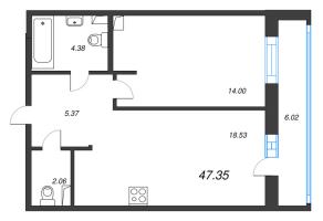 2 ккв (Евро) № 173 Корп.: 21 , Секция 2  в ЖК Энфилд