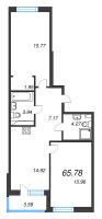 3 ккв (Евро) № 237 Корп.: 18 , Секция 5  в ЖК Энфилд