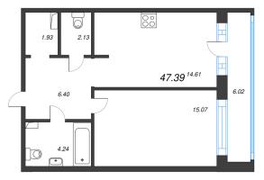 1 ккв № 102 Корп.: 21 , Секция 2  в ЖК Энфилд