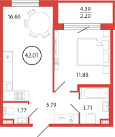 2 ккв (Евро) № 392 Корп.: 18 , Секция 8  в ЖК Энфилд