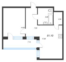 2 ккв (Евро) № 288 Корп.: 18 , Секция 6  в ЖК Энфилд
