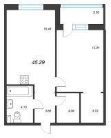 2 ккв (Евро) № 121 Корп.: 18 , Секция 3  в ЖК Энфилд