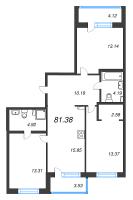 4 ккв (Евро) № 48 Корп.: 18 , Секция 2  в ЖК Энфилд