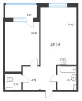 2 ккв (Евро) № 102 Корп.: 18 , Секция 3  в ЖК Энфилд