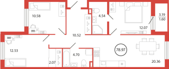 4 ккв (Евро) № 287 Корп.: 18 , Секция 6  в ЖК Энфилд