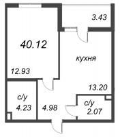 1 ккв № 96 Корп.: 20 , Секция 2  в ЖК Энфилд