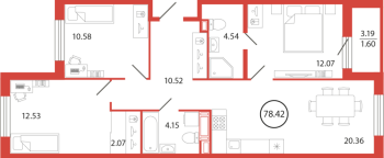 4 ккв (Евро) № 291 Корп.: 18 , Секция 6  в ЖК Энфилд