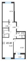 3 ккв (Евро) № 331 Корп.: 18 , Секция 7  в ЖК Энфилд