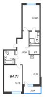 3 ккв (Евро) № 256 Корп.: 18 , Секция 5  в ЖК Энфилд