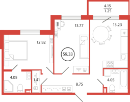 2 ккв № 173 Корп.: 18 , Секция 4  в ЖК Энфилд