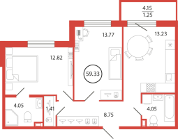 2 ккв № 185 Корп.: 18 , Секция 4  в ЖК Энфилд