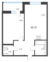 2 ккв (Евро) № 126 Корп.: 18 , Секция 3  в ЖК Энфилд
