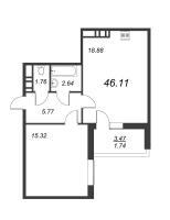 2 ккв (Евро) № 164 Корп.: 25 , Секция 4  в ЖК Энфилд