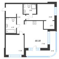 3 ккв (Евро) № 103 Корп.: 21 , Секция 2  в ЖК Энфилд