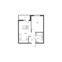 2 ккв (Евро) № 190 Корп.: 1 , Секция 3  в ЖК Ермак