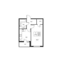 1 ккв № 270 Корп.: 1 , Секция 3  в ЖК Ермак